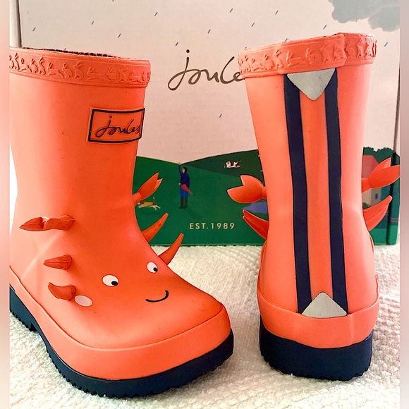🐸Joules Kids Welly Rain Boots - 🦀 Last 3 in Adorable Styles: Frog Crab Ladybug!🐞 - Picture 9 of 16